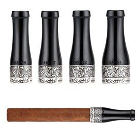Scotte Boquilla de Cigarro para Hombres Y Mujeres, Juego de Soporte de Cigarro Portátil de 4 Tamaños con Caja de Regalo Negro Y Plata