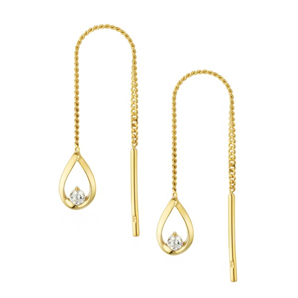 NKlaus Pair of Pull-Through Drop Earrings 333 Yellow Gold with