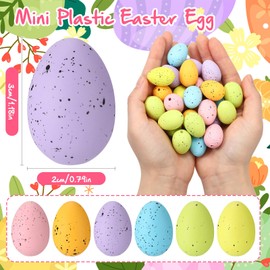 kymqlyw 48 Pcs Easter Speckled Eggs 1.2 inches Plastic Speckled Eggs Bowl and Vase Filler Faux Chicken Eggs for Crafts DIY Easter Party Decorations
