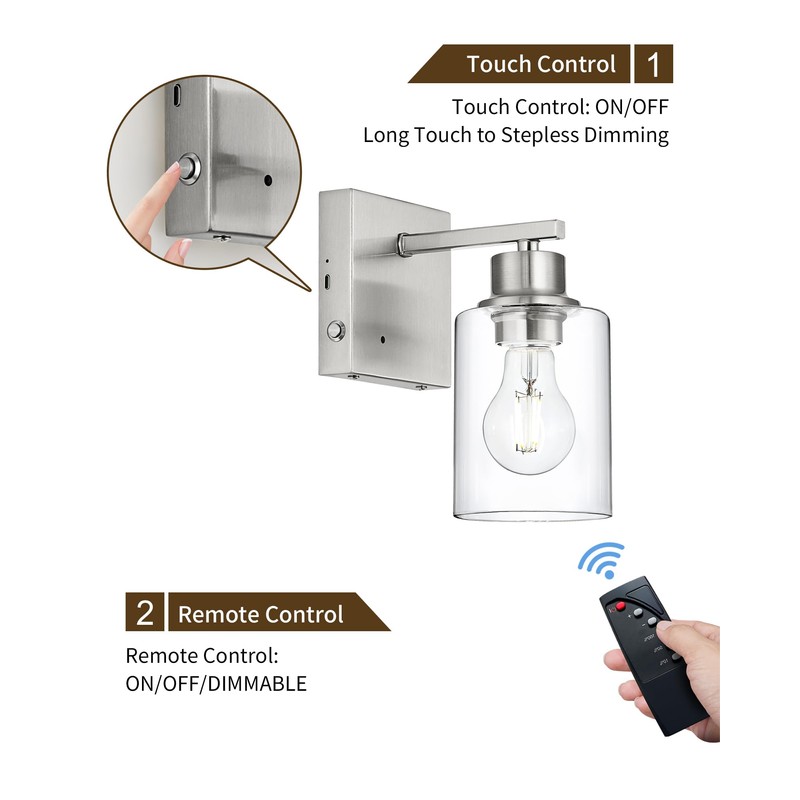 Rayogale Battery Operated Wall Sconce Set of 2, Rechargeable, Cordless,