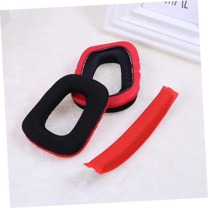 KONTONTY G930 G430 Headphone Replacement Pads Black Mesh Red Headband