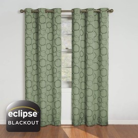 ECLIPSE Meridian Thermal Insulated Single Panel Grommet Top Darkening Curtains for Living Room, 42" x 95", Sage