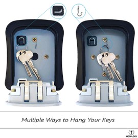 Iron Lock® - Key Lock Box Wall Mount for Keys 4 Digit Combination with Resettable Code with A B Switch Indoor Outdoor Waterproof House Key lockbox for Spare House Keys 5 Capacity