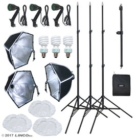 LINCO Lincostore Photography Photo Studio Lighting Kit with Boom Arm Counterweight Bag- 30 Seconds to Storage AM208
