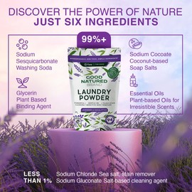 Good Natured Brand | Natural Laundry Detergent Powder | Washing Soda for Laundry | Tough Stain Remover | Hypoallergenic, Safe for Sensitive Skin | Eco-friendly | Lavender & Eucalyptus | 47oz 94 Loads