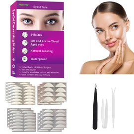 Natural Invisible Single Side Eyelid Tape Stickers(1100Pcs,4styles), Double Eyelid Tape for Hooded Eyes Invisible, Instant Eye Lift Without Surgery, Perfect for Uneven Mono-Eyelids,Jeanssar