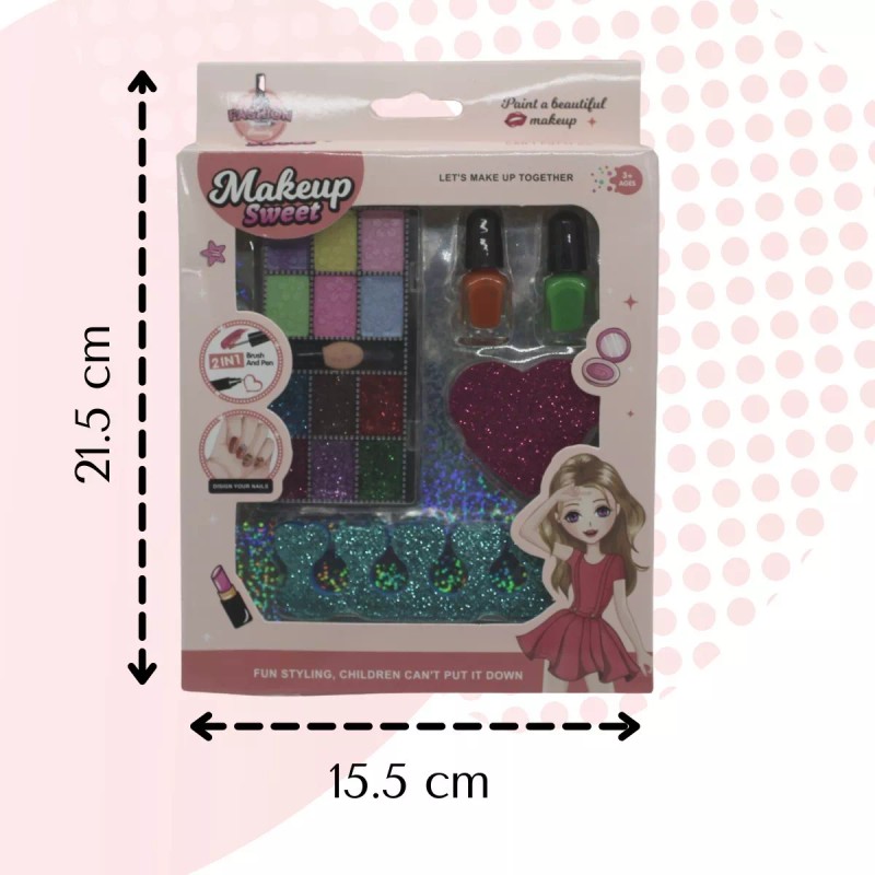 Bisutex Set Kit Niña Maquillaje Esmaltes Paleta Sombras Niña Glitter