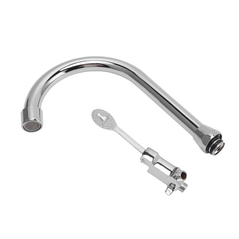Foot Pedal Faucet Set Stainless Steel Hands Free Silver Touchless