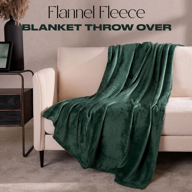 Brentfords Blanket Throw Green, Ultra Soft Warm Fleece Blanket for