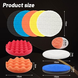 DXLing 9-Piece Polishing Sponge Polishing Pads 150 mm Car Polishing Pads Set Honeycomb Polishing Sponges Waves Polishing Sponges Pads Car Polishing Pad for Eccentric Polishing Machine Grinding Machine