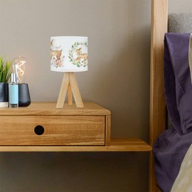 Small Lamp Baby Deer woodland watercolor fawn forest animals for nursery and baby Bedside Tripod Table Lamp Cute Mini Desk Nightstand Reading Lamps Boho Kids Nursery Lamp for Bedroom Classroom Decor