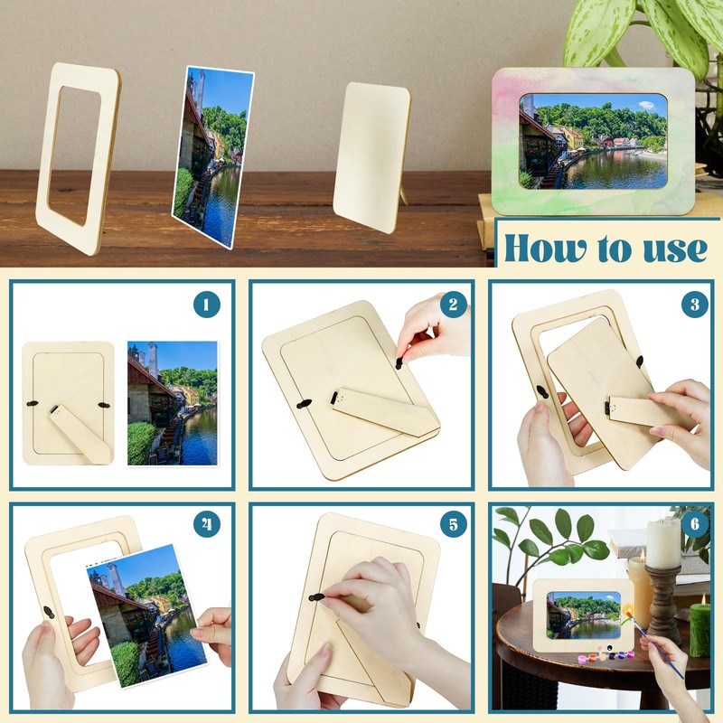 VOKOY 12 Set DIY Wood Picture Frames for Crafts, Wooden