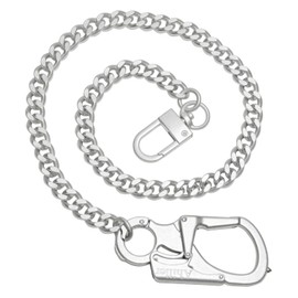 [Ahiller] Men's Wallet Chain, Double Locking Key Chain with Tungsten Steel Sharp Cone Carabiner, Jeans Chain, Wallet Chain, DK--Silver-Carabiner-chain