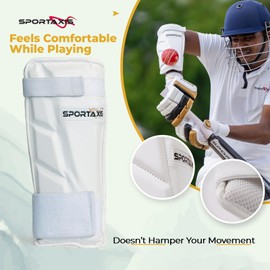 SPORTAXIS Cricket Arm Guard - Dual Strap, Soft Inside Foam, Maximum Protection - White, Essential Cricket Gear for Confident and Stylish Play – Useful for Long Practice & Playing Sessions