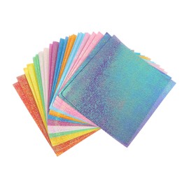 Operitacx Pack of 50 Pearlescent Coloured Handmade Origami Glitter Paper for Crafts Colourful Craft Paper DIY Paper Easy Folding Paper Origami Paper DIY Paper Folding Mylar