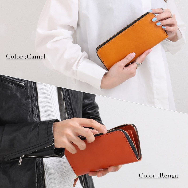 Naru Genuine Tochigi Leather Long Wallet, Men's, Women's, Large Capacity,