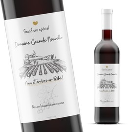 Etichetta bottiglia di vino annuncio gravidanza | Annuncio gravidanza nonni - tata - tonton - papà | Annuncio nascita originale