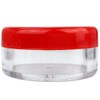 (Quantity: 50 Pieces) Beauticom 5G/5ML Round Clear Jars with RED