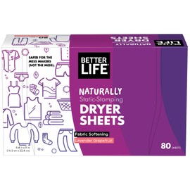 Better Life Dryer Sheets, Fabric Softener Sheets for Fresh Laundry, Lavender Grapefruit, 80 Count