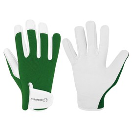 WESTWOOD FOX Work Gloves Men's Leather Cut Resistant Gloves for Garden Gardening Gloves Women Thorn Proof Gardening Gloves Thorn Resistant Gardening Gloves (Green, S)