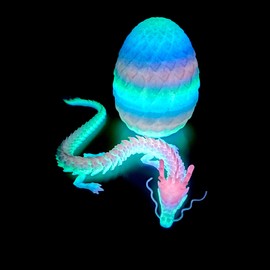 Glowing at Night 3D Printed Dragon Egg Model,Dragon Inside Egg,Flexible Joint Dragon Figurines, 3D Printing Stuff,Stress Relief, Fidget restlessness, ADHD Toys, Surprise Fantasy Gifts