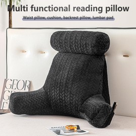 Reading Pillow with Arms,Bed Rest Pillow with Detachable Neck Roll for Sitting in Bed or Couch Adult Back Pillow for Watching TV/Gaming/Relaxing,Back Pillow for Sitting in Bed Memory Foam Pillow