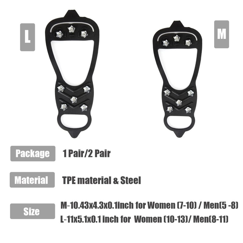 2 Pair Universal Non Slip Ice Gripper Spikes,8 Steel Ice