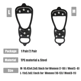 2 Pair Universal Non Slip Ice Gripper Spikes,8 Steel Ice Grips Snow Grippers,Durable Ice Traction Cleats for Shoes & Boot-M