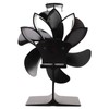 6 Blade Stove Eco Fan Black High Temperature Resistant Self