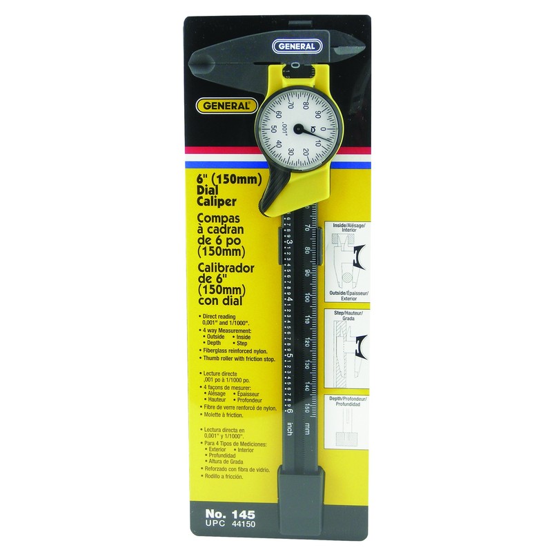 General Tools 145 6-Inch Plastic Dial Caliper, Thousandths Reading