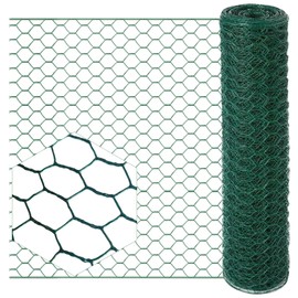 Chicken Wire,0.6in Hexagonal Green Floral Chicken Wire Mesh PVC Coated Chicken Wire Fence Netting for Crafts Poultry Garden（15.7x79in）