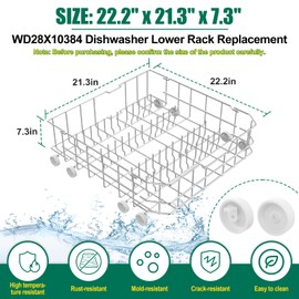 Upgraded 304 Stainless Steel WD28X10384 Dishwasher Lower Rack Replacement for GE Dishwasher Bottom Rack GLD4500V00CC, GLC4400R40BB, GLD5660V00SS with WD35X21038 Wheels