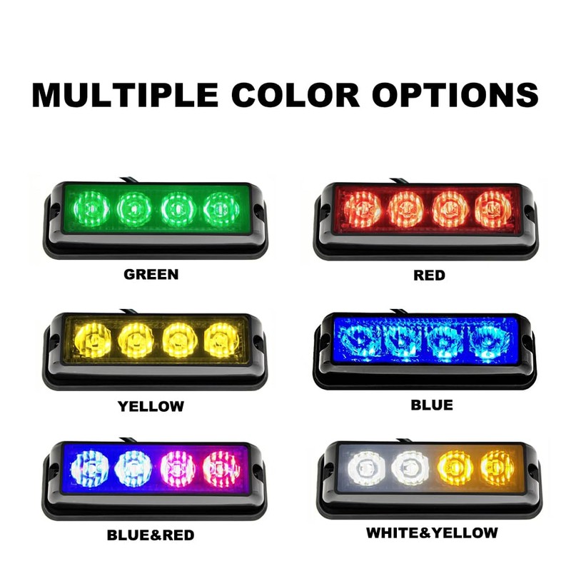STBLTBAR 2 PCS 4-LED Emergency Strobe Lights for Trucks 12-24V