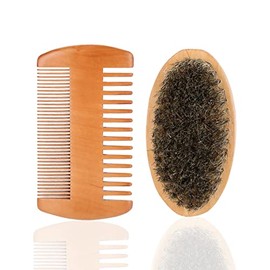 Kit de cuidado de barba para hombres con cepillo de barba y peine de barba, Facial barba afeitado limpieza Kit de aseo para peinar Cabello, Barba y...