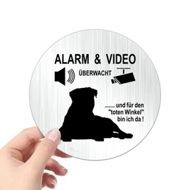 SINMAO Alarm and Video Surveillance Sign 10 cm Video Surveillance Dog Sign Sticker Aluminium Sticker x 1 Piece