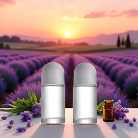 WLSuDHoncc 2 Pcs 50ML Glass Empty Roller Bottles with Plastic Roller Ball, Roll On Bottles Containers Leak Proof Massage Roller Ball with White Cap for Essential Oil Refillable Containers