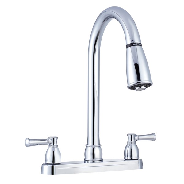Dura Faucet DF-PK350L-CP Non-Metallic Dual Lever Pull-Down Rv Kitchen Faucet - Chrome Polished