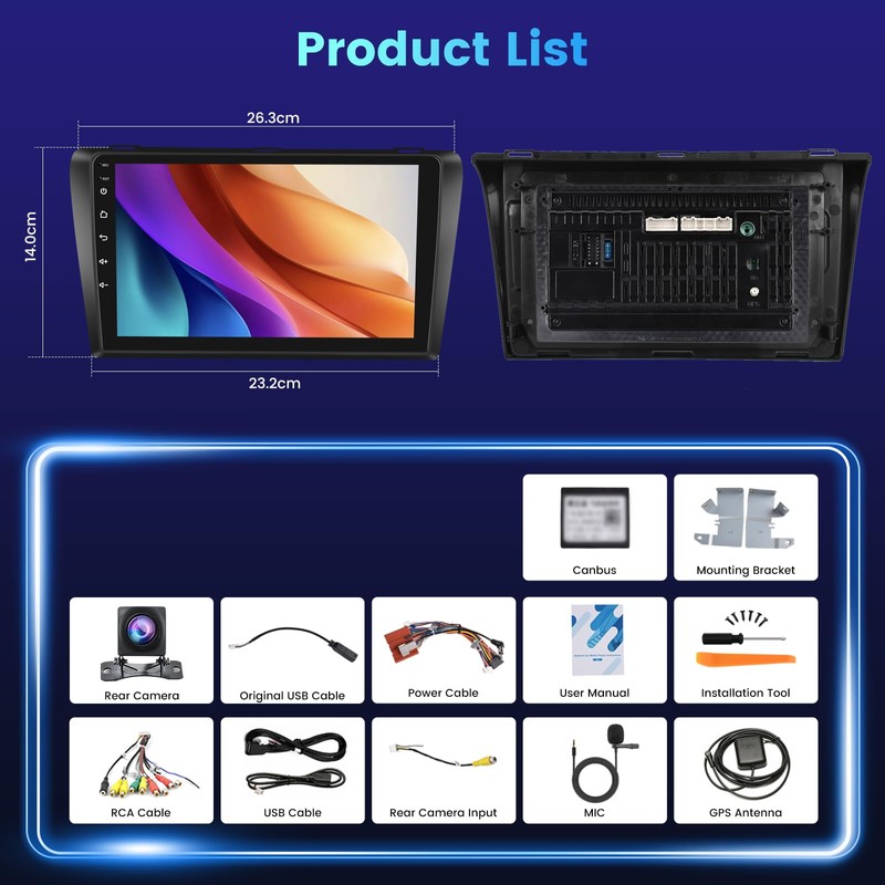 [2+64G] Android 15 Radio for Mazda 3/Mazda3 2004-2009: NHOPEEW 9