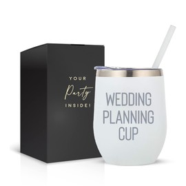 Wedding Planning Cup - Great Engagement Gifts for Women - 12oz Future Mrs. Cup Wine Tumbler with Lid and straw! Perfect Engagement Gift For her, Gifts for Bride Wine Glass, or Fiance Gifts for Her