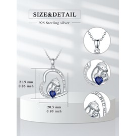 Flpruy Mama Bear Necklace 925 Sterling Silver Love Heart Mama Bear with 1 Cubs Necklace Jewelry Gifts for Women Mom