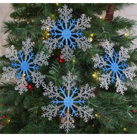 Christmas Concepts® 21cm (8.4") Large Glitter Decorated Snowflake Decoration - Christmas Baubles (ROYAL BLUE, 4)