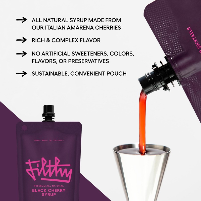 Filthy Black Cherry Syrup, Cocktail Mixer, Black Cherry Syrup, Non-GMO,