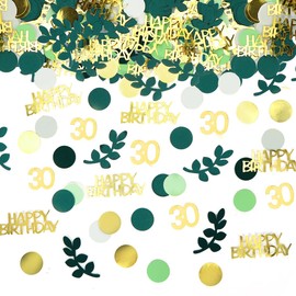Bluelves Confetti 30th Birthday Decoration, Pack of 200 Table Decoration Birthday Woman Men, 30th Birthday Decoration, 30s Confetti Birthday Green, Streamers Gold, Happy Birthday Decoration, 30 Years