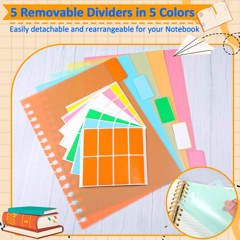 ihaspoko A5 Spiral Notebook with Coloured Dividers PVC Cover Ideal
