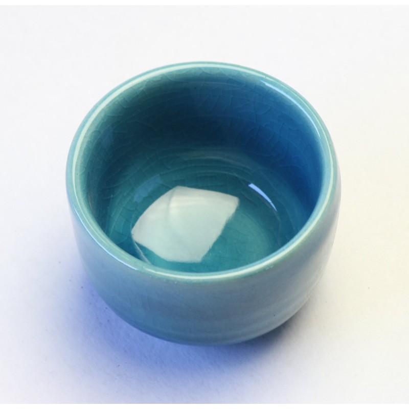 Tori W918-25 Shigaraki Ware Blue Glass Guinomi