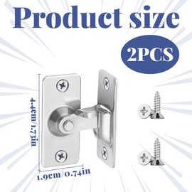 2PCS 90 Degree Bathroom Door Lock,Right Angle Sliding Door Locking Latch,90 Degree Door Lock,Door Latch Rotate Bolt,Flip Sliding Barn Door L ock for 90 De gree for Garden Bathroom Kitchen(Silver)