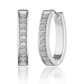 Hoop Earrings for Women & Men 316L Hypoallergenic Stainless Steels Cubic Zirconia Earrings Small CZ Earrings Fashion Gift(Silver)…