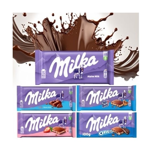 Milka 100 Pro Alps Milk Chocolate 5 types of milka 100g x 4 can be crossed, 2 milk + 2 bubbly / 밀카 100프로 알프스 우유 초콜릿 milka 5종 100g x 4개 교차가능, 밀크2개+버블리2개