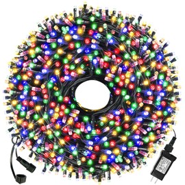VTECHOLOGY 105FT 300 LED Christmas String Lights Outdoor Indoor Christmas Tree Lights UL Certified 8 Modes with End-to End Plug (Multi Color)