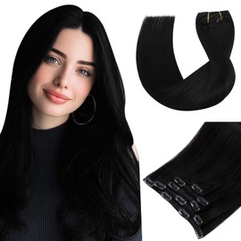 Vivien Remy Real Hair Extensions, Real Hair Clip, 45 cm, Balayage Darkest Brown to Light Brown and Brown, #2/8/2, Ombre, 120 g / 7 Pieces